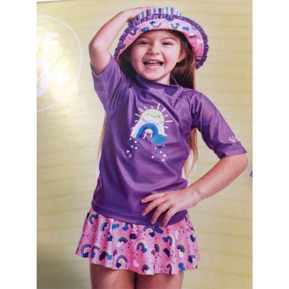NEW WITH TAGS UV SKINZ UPF 50+ Girl's Size 12-18Months Purple Rain Or Shine 3-P - Picture 2 of 4